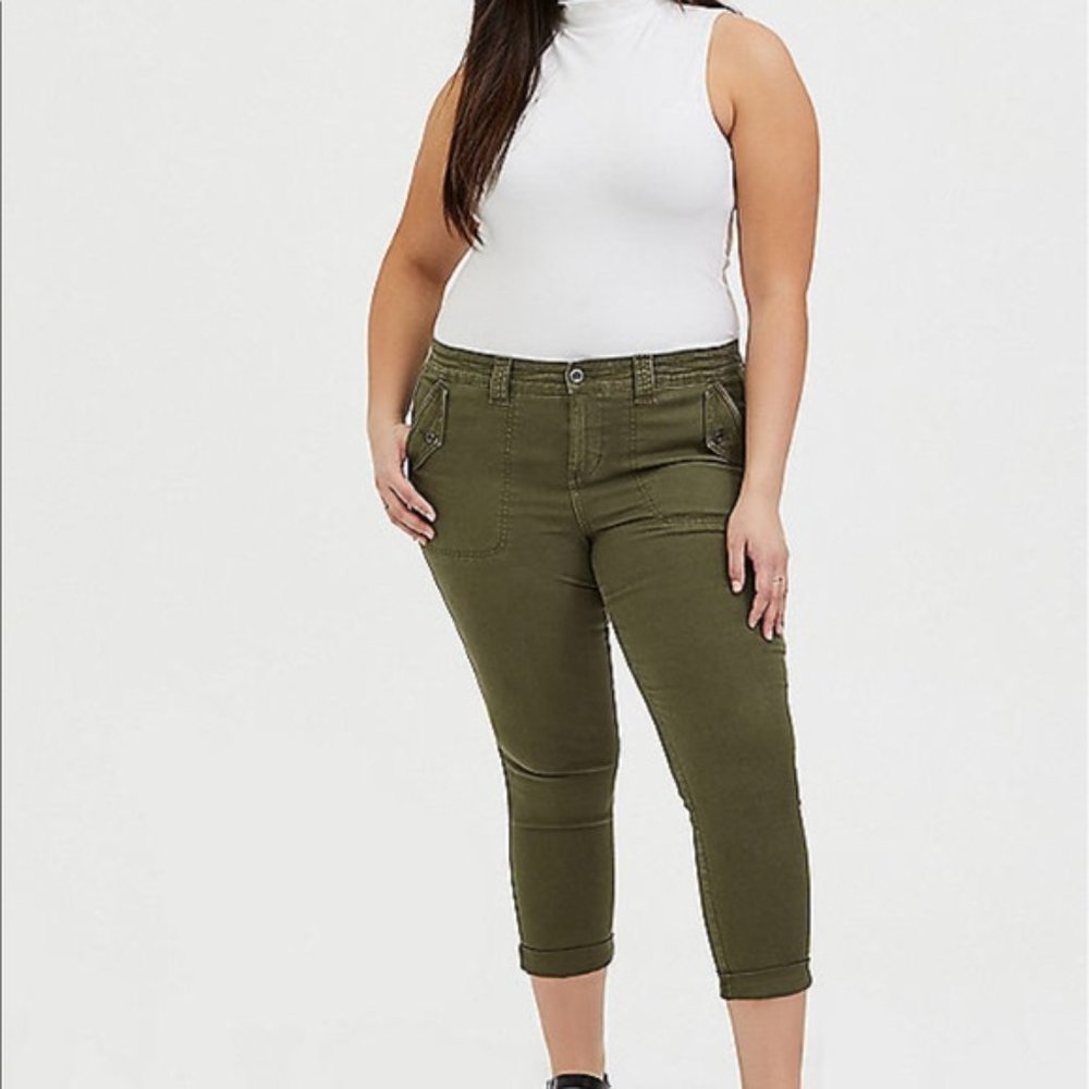 TORRID - Crop Twill Military Pant - Olive Green